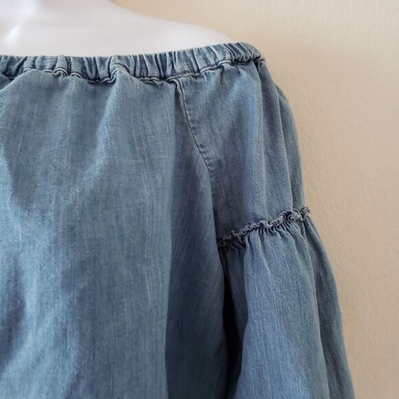 MADEWELL Azaela denim off the shoulders top size small - Picture 5 of 15